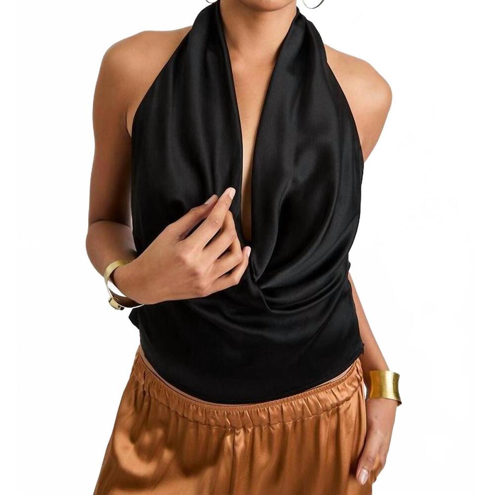 NEW BERYLL poppy silk top in black